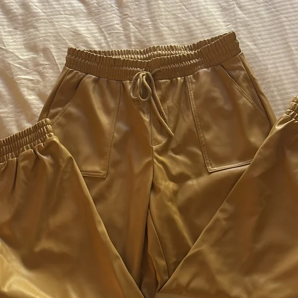BCBG Generation Camel PU Leather Pants - Picture 2 of 7